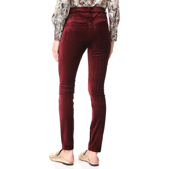 PAIGE "Hoxton Ultra Skinny" Dark Currant Maroon High Rise Velvet Jeans, Size 26 - Picture 5 of 14